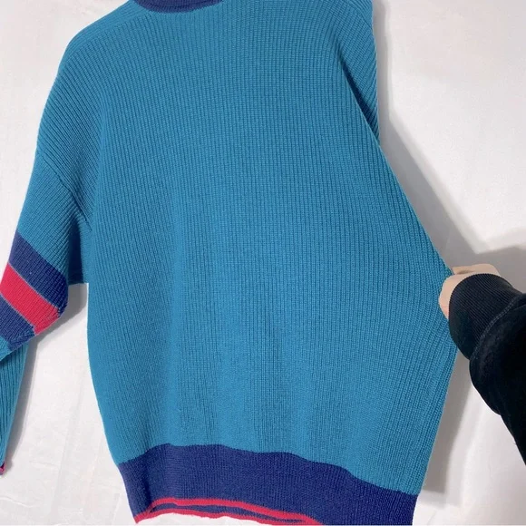Vintage Gant The Rugger Blue Red Wool Knit Sweater S - Picture 7 of 14